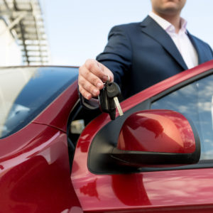 red car being leased by company