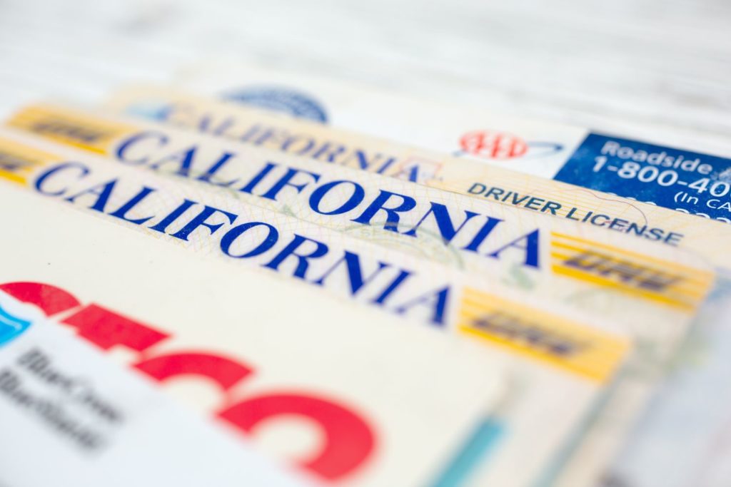 close up shot of california driver licenses