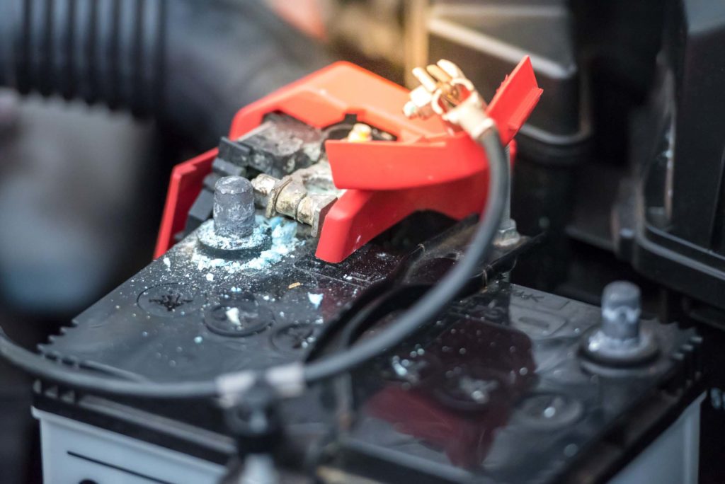 car battery corrosion close up