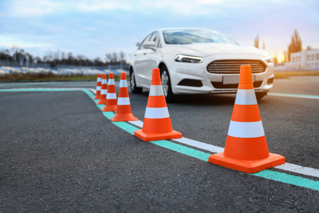 car on a driving course