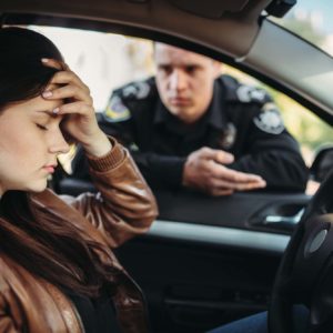 female driver pulled over by police over loud noise