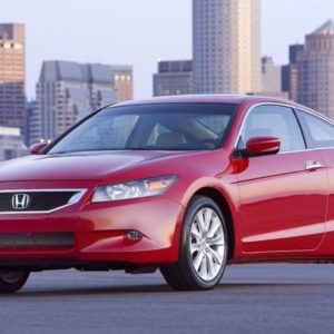 side shot of a red 2009 honda accord