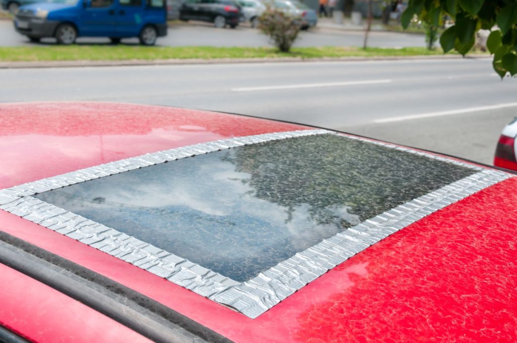 broken sunroof glass