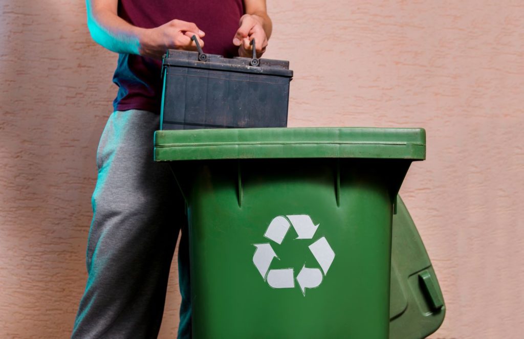 throw your old car battery in a hazardous waste container