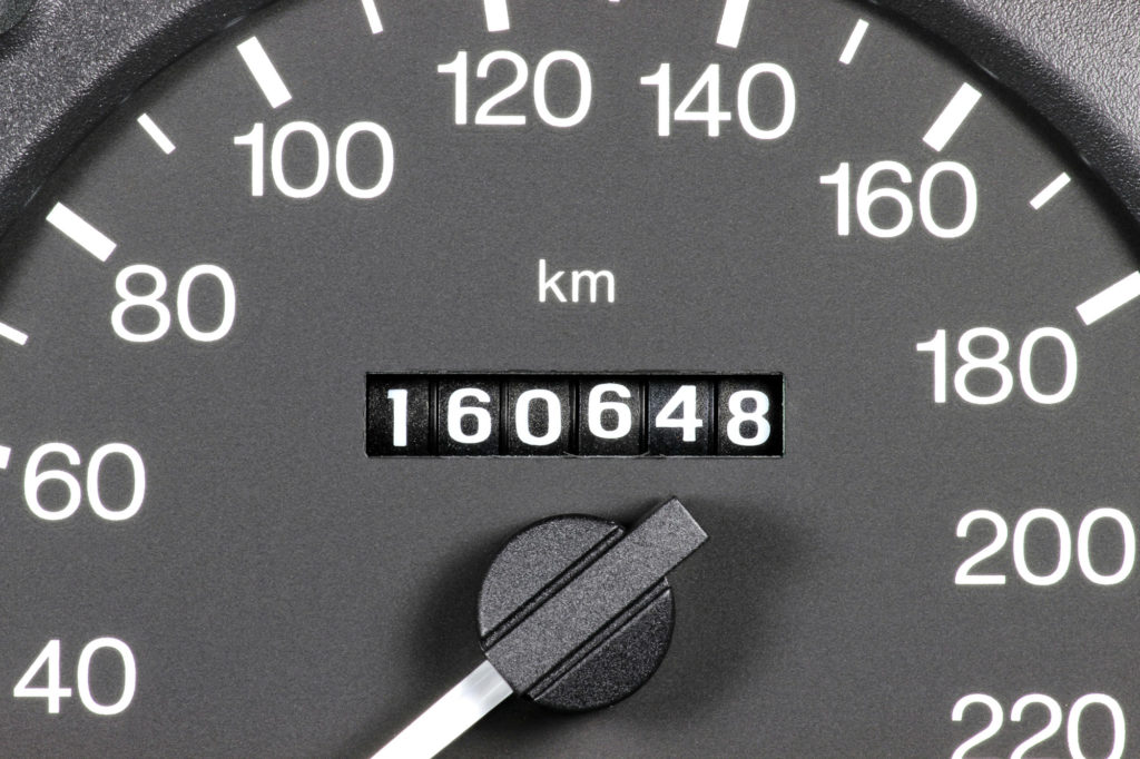 car odometer showing mileage