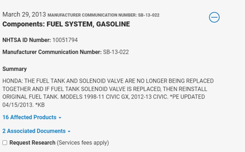 active tsb covering fuel system and gasoline