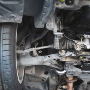 close up shot of a car steering linkage assembly