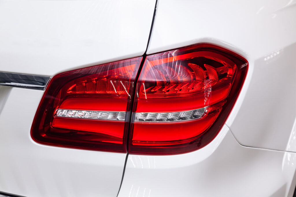 brake light of a white car