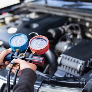 car air conditioning check by mechanic