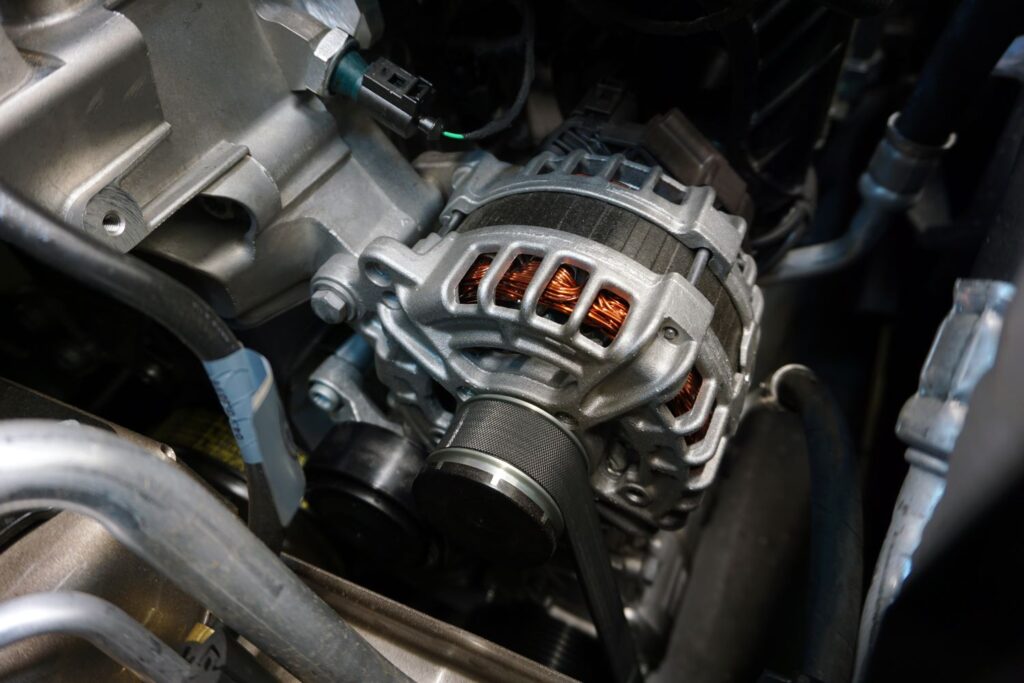 close up shot of a car alternator