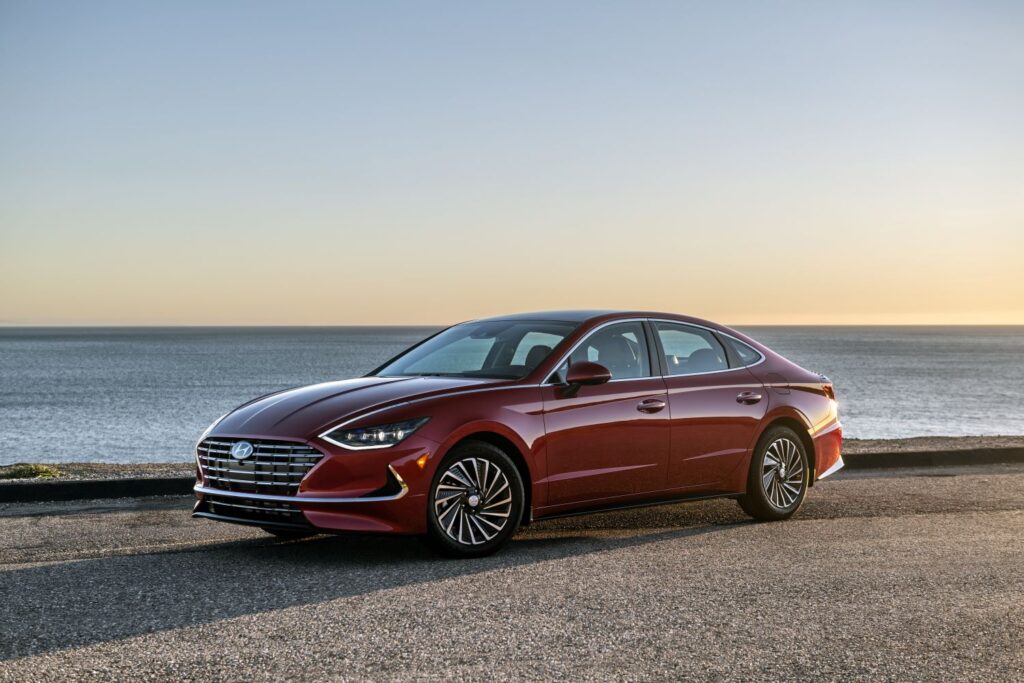 red 2023 hyundai sonata hybrid