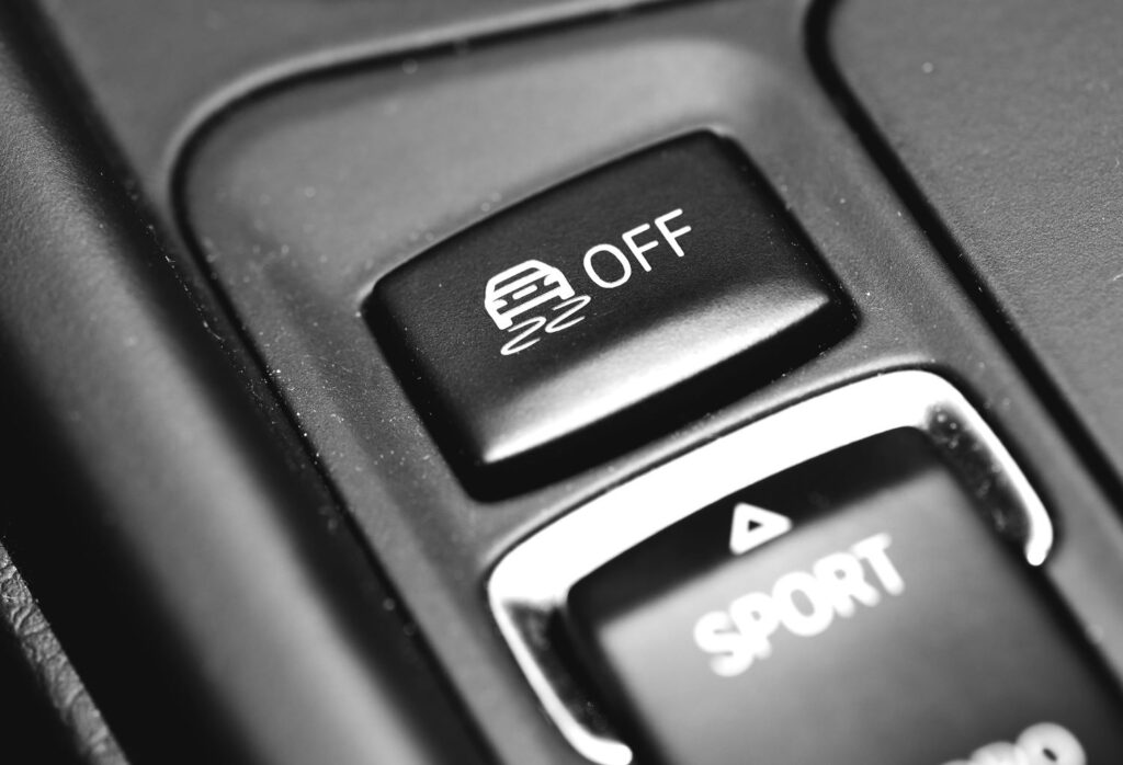 close up shot of a traction control switch