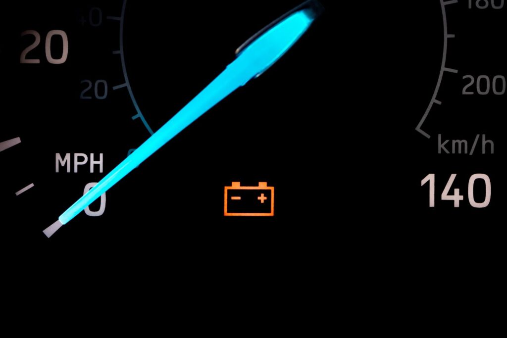 image of an illuminated check charging system light