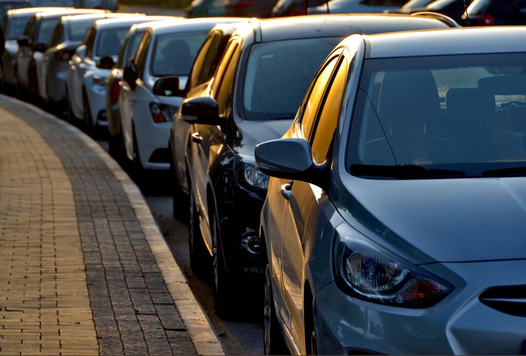 image of parallel parked cars