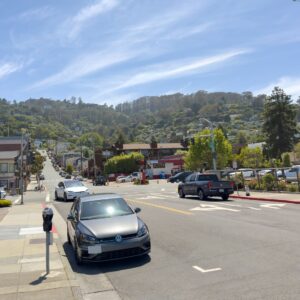 cars parked on a steep area