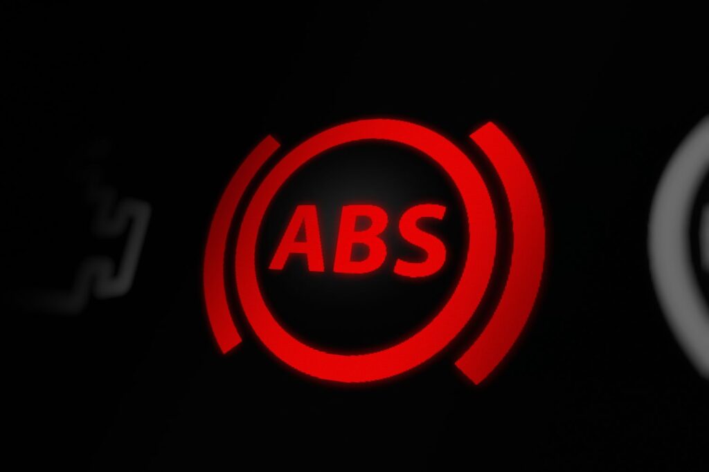 close up shot of an ABS warning light