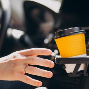 car cup holder with beverage