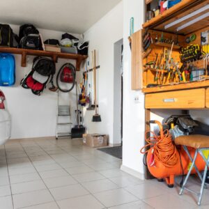 car garage with items properly stored