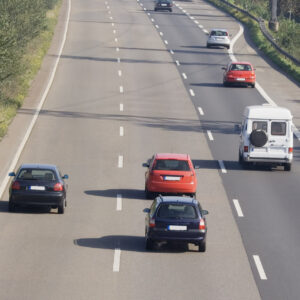 tailgating a car in the middle of road