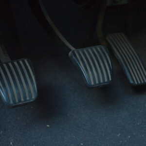 three pedals of a manual transmission