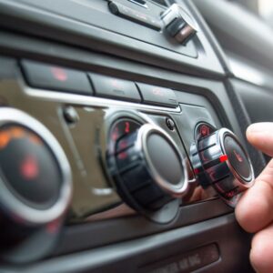 hand turning the car heater control