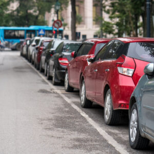 cars parked on the side of street