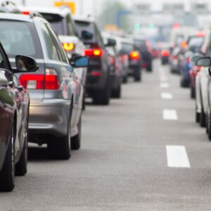 cars stuck in a heavy traffic