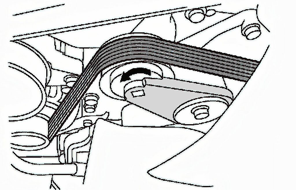 illustration of tensioner loosened using the square drive on a ratchet