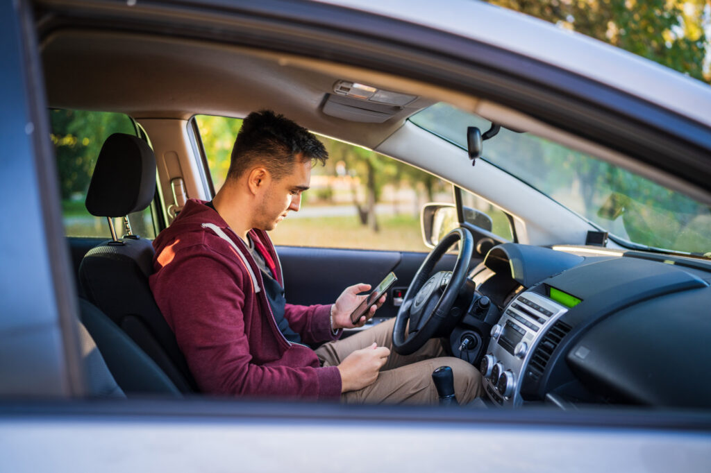 man finding place to park