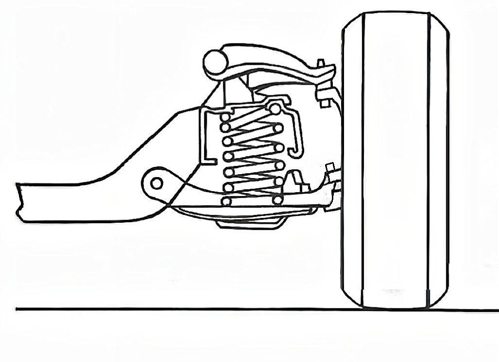 standard short long arm spring suspension on a 2 wheel drive vehicle illustration