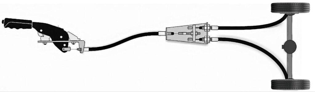 diagram showing emergency or parking brake cables