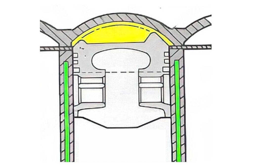 illustration of an automotive domed dish piston