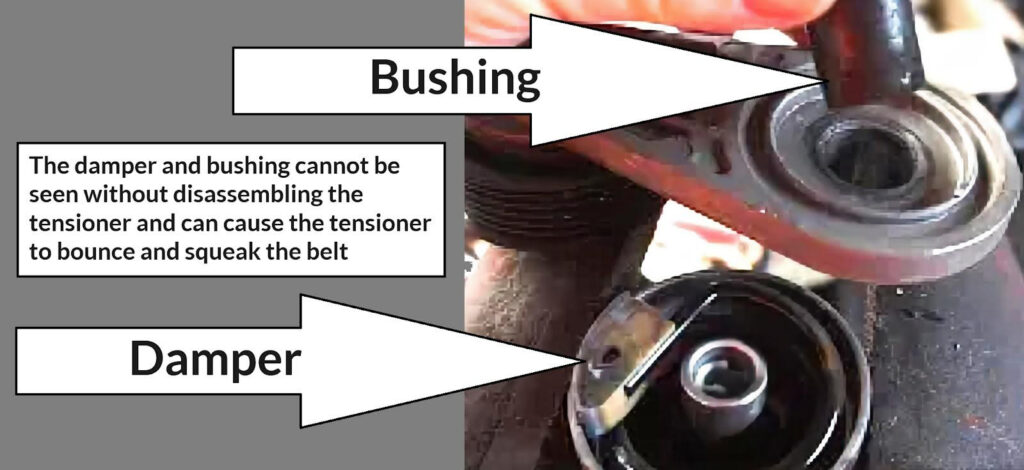 photo showing belt tensioner bushing and damper