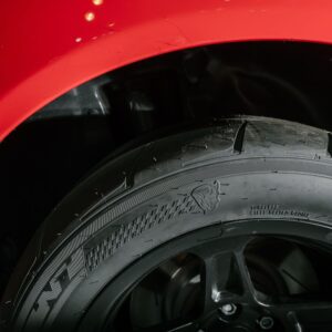 drag tire of a red vehicle