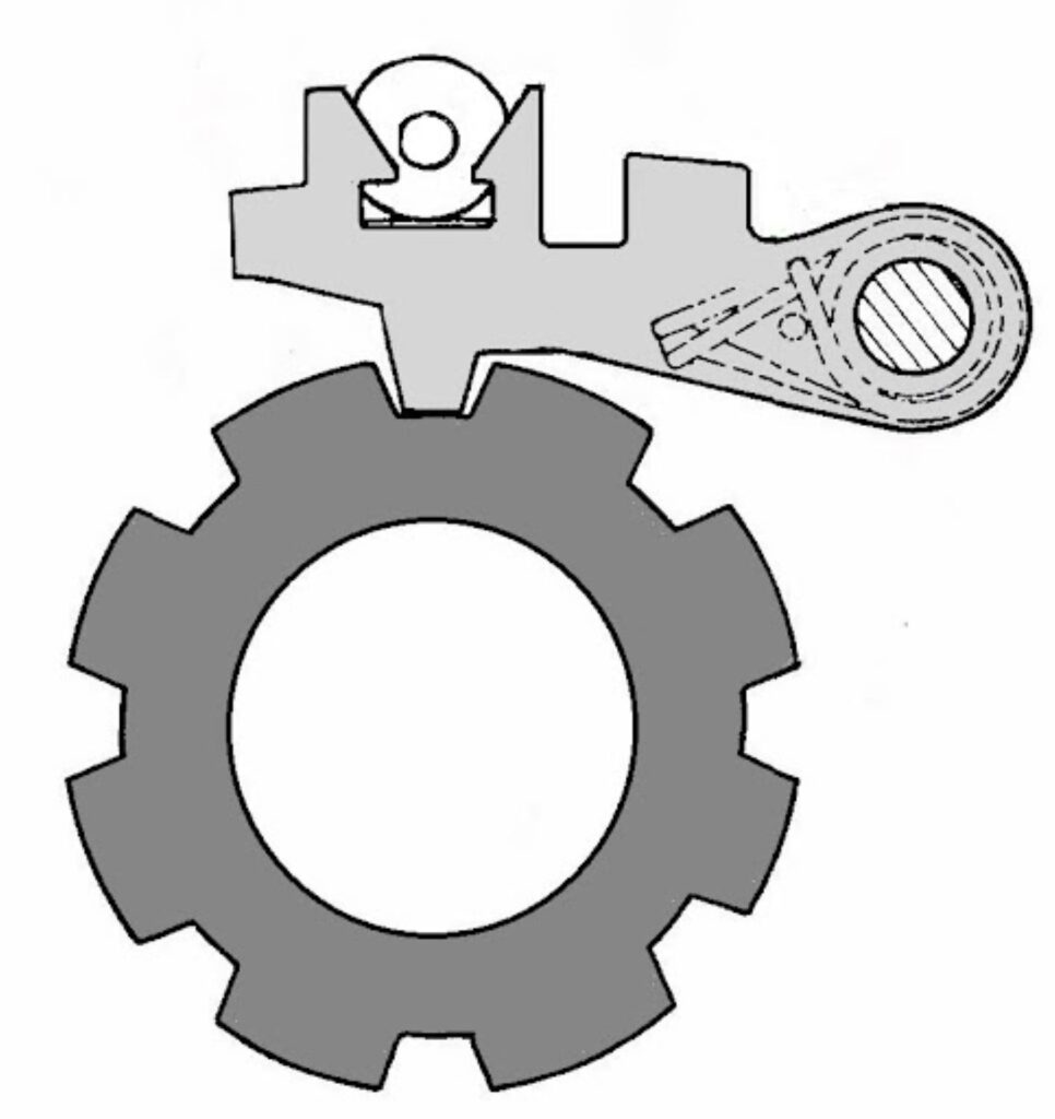 diagram of an engaged parking pawl