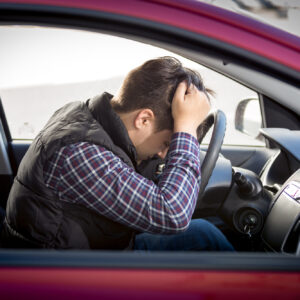 man anxious to drive