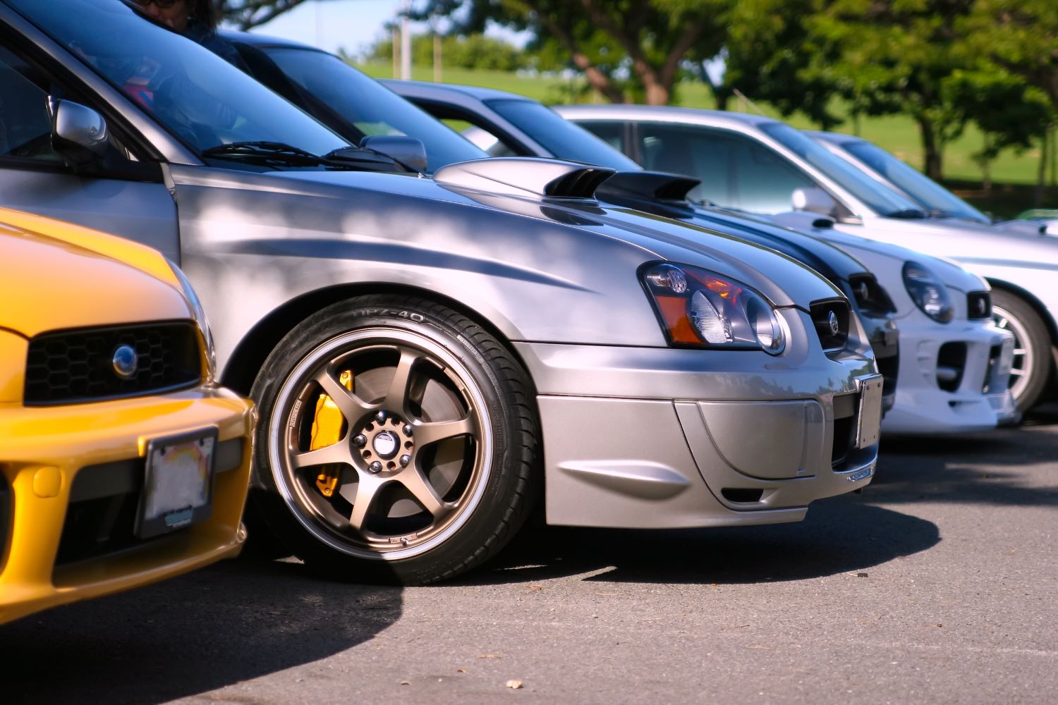 row of subaru imprezas