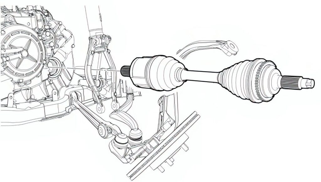 illustration shows the cv axle removed from a 2012 fusion