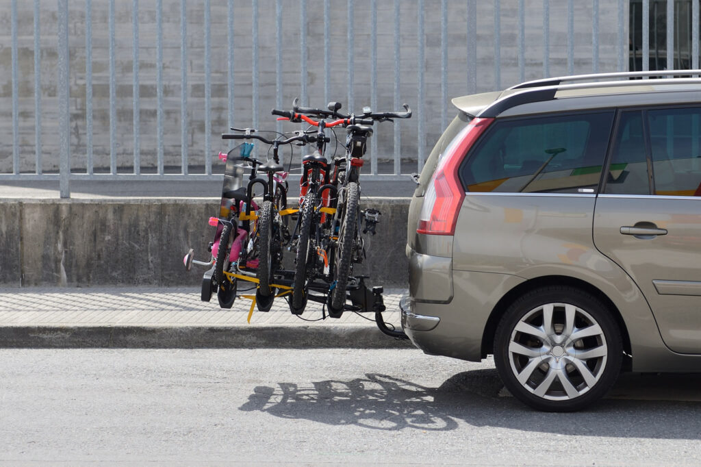 bike rack behind car