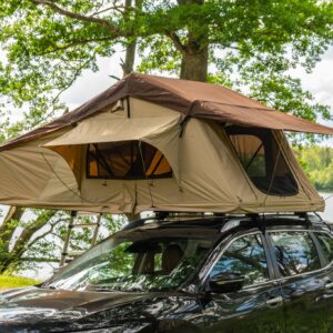 brown rooftop tent on top of car