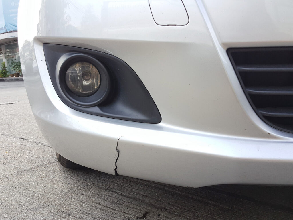 car front plastic bumper cracked