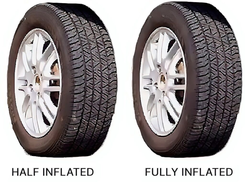 half and full inflated tires