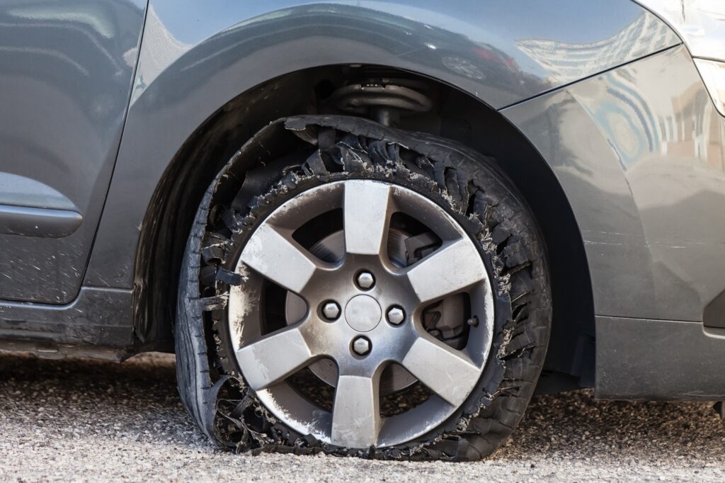 exploding car tire