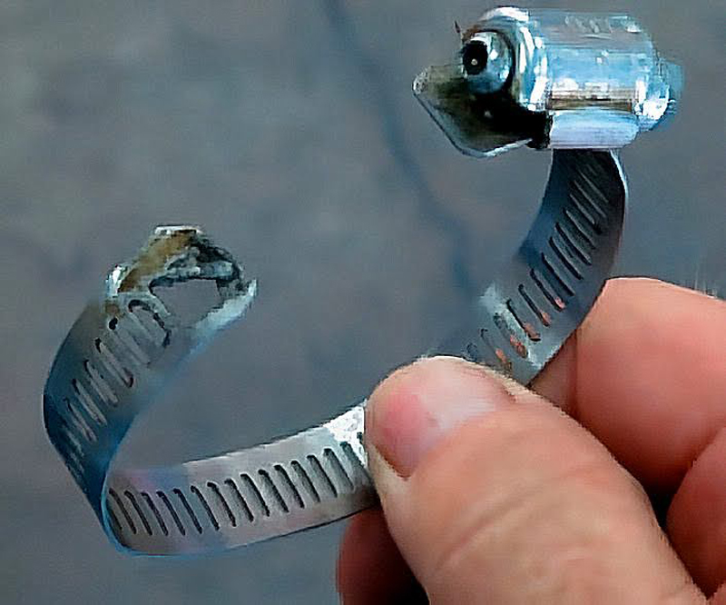 worm gear clamp that is just a little too short can fail