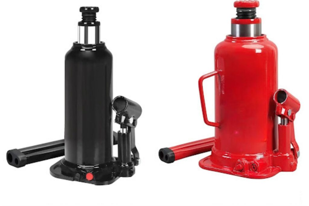 black and red car bottle jacks