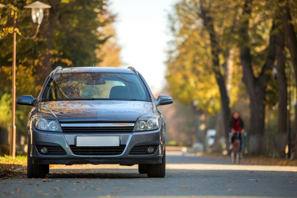 gray car on the road