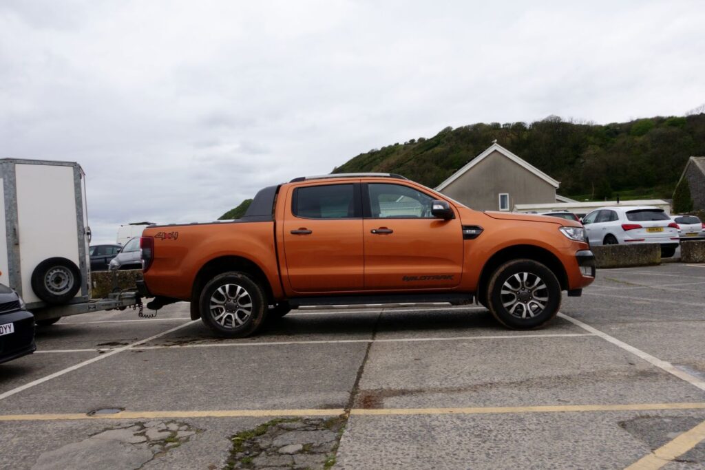 parked orange truck