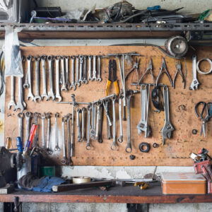 properly arranged car garage tools