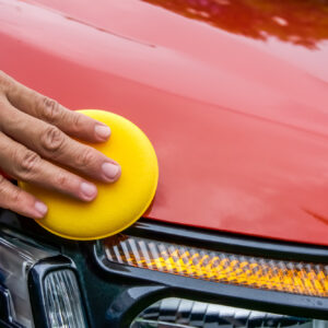 waxing red car