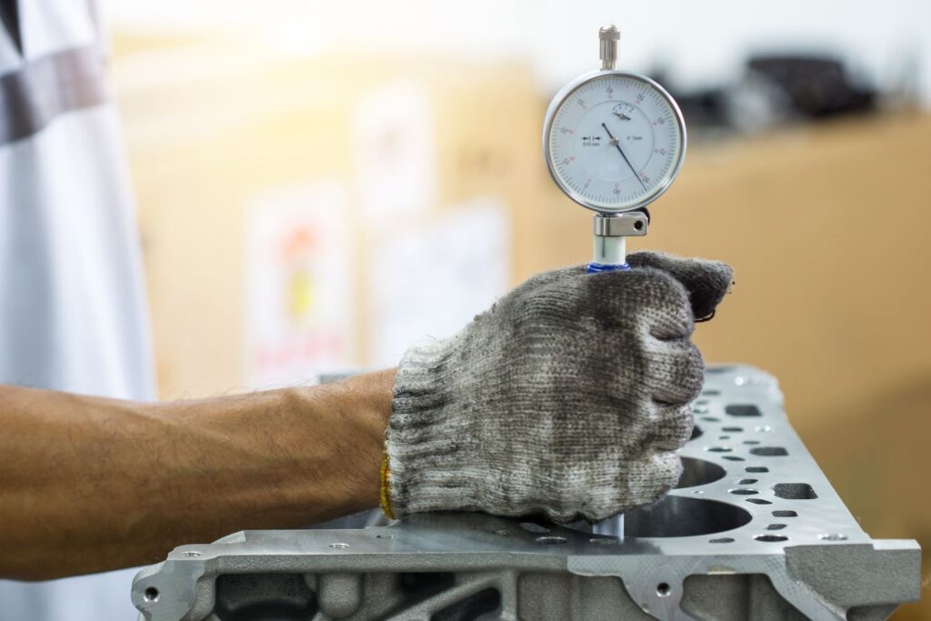 measuring a cylinder bore using a dial bore gauge